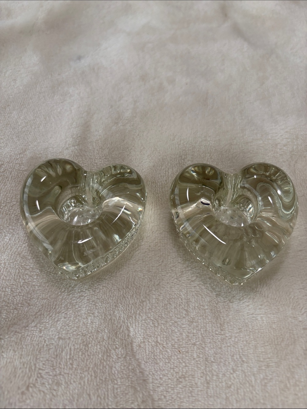 Heart-Shaped Glass Candle Holders - Clear Pair